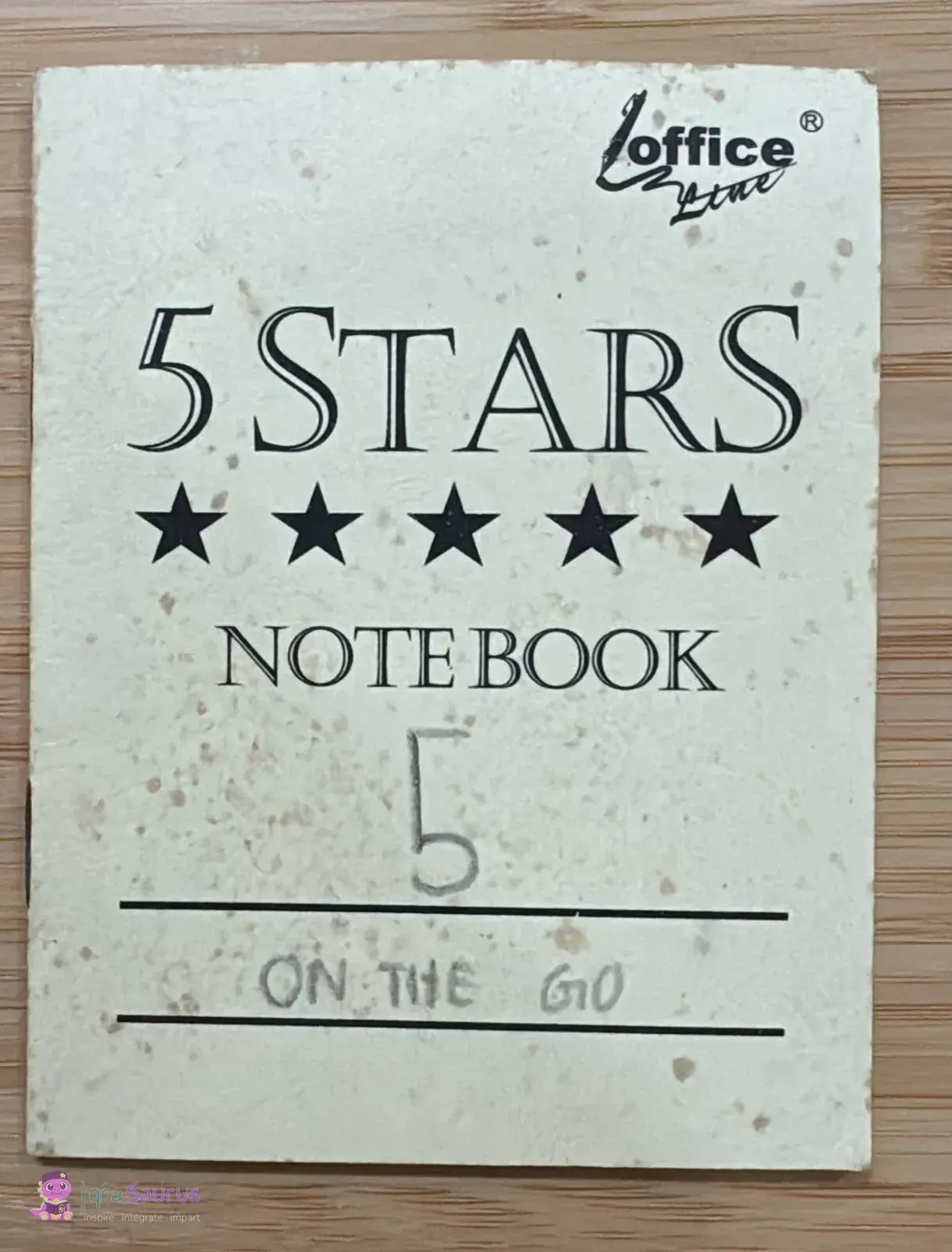 The small notebook cover with the title written by hand in pencil.
