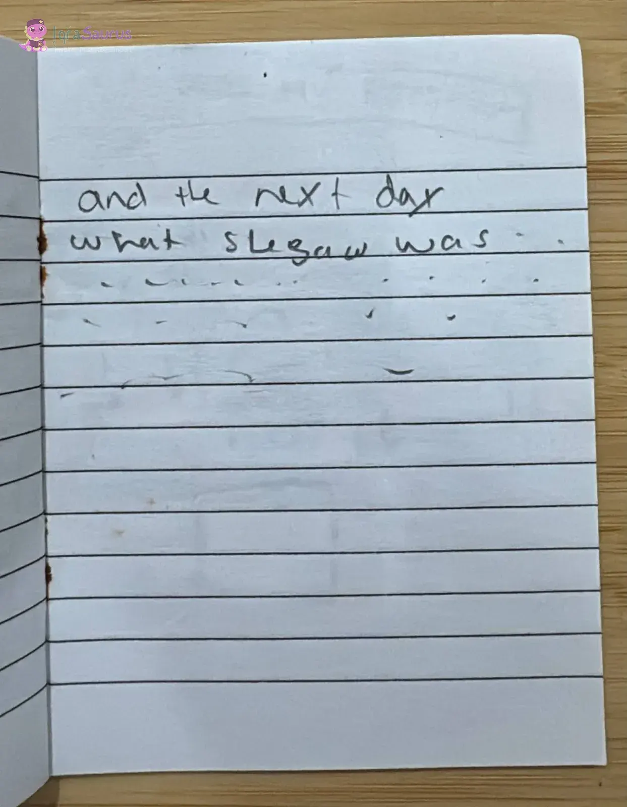 A page with only words and trailing dots, building suspense.